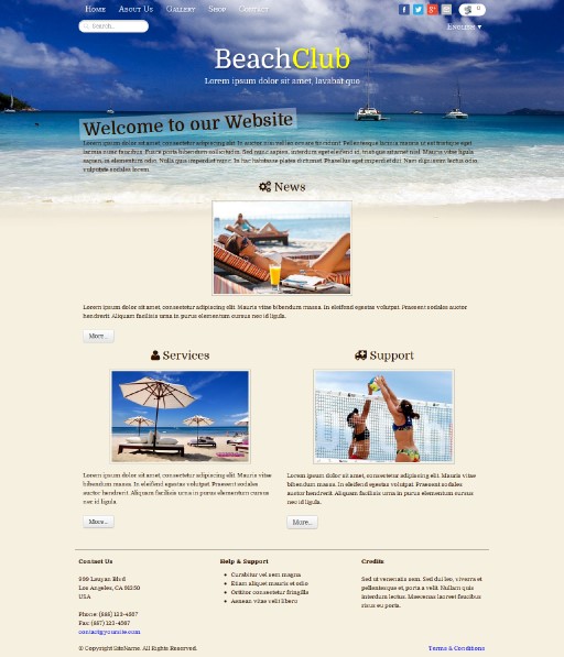 beachclub - responsive website template built with TOWeb, the responsive website creation software