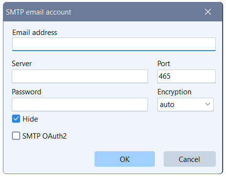 SMTP configuration in TOWeb