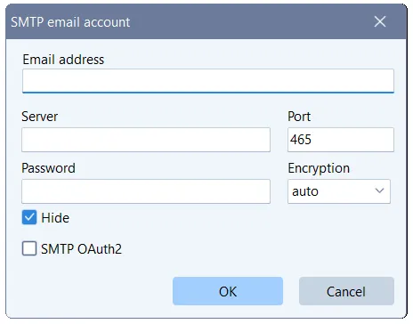 SMTP configuration in TOWeb