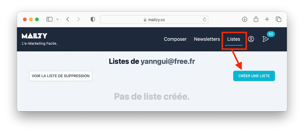 Créer une mailing list avec Mailzy