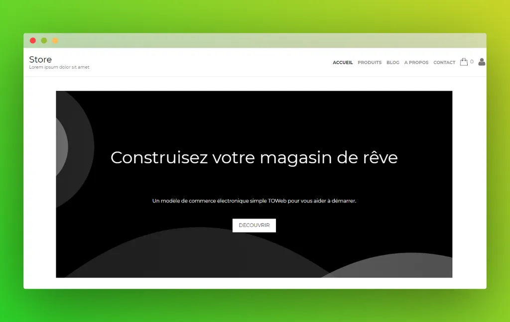 Modèle de site TOWeb épuré StoreStarter