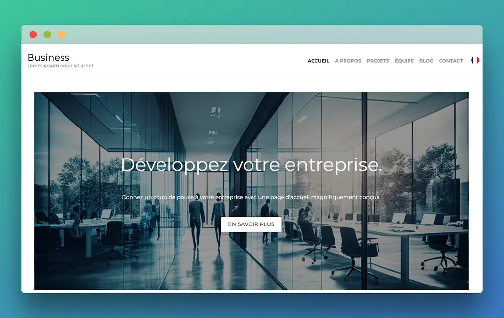 Modèle de site TOWeb épuré BusinessStarter