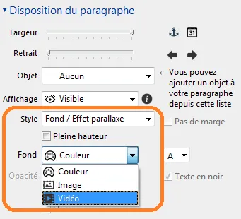 Video et image en arrière-plan