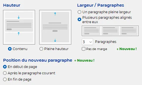 Création assistée de paragraphes dans TOWeb