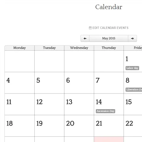 Calendrier web responsive