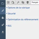 Interface utilisateur des rubriques de TOWeb