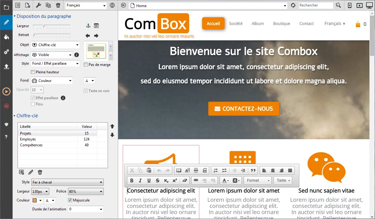 Edition d'une page web avec TOWeb