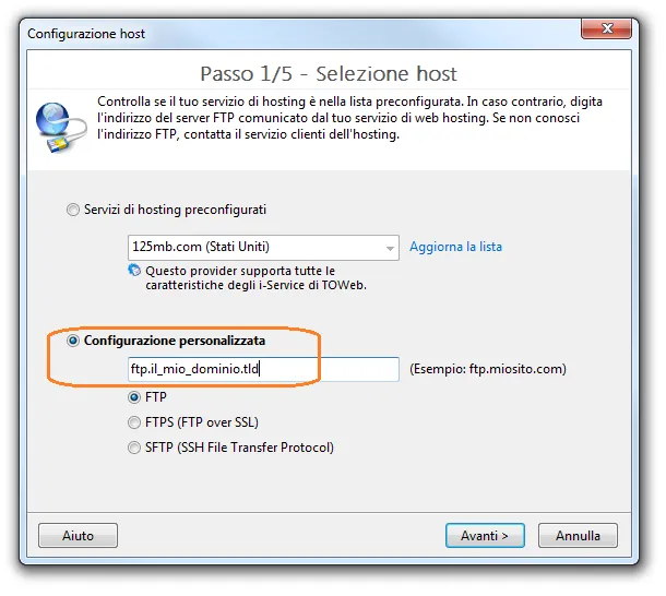 TOWeb Selezione host