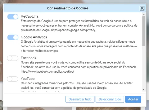 consentimento de cookie